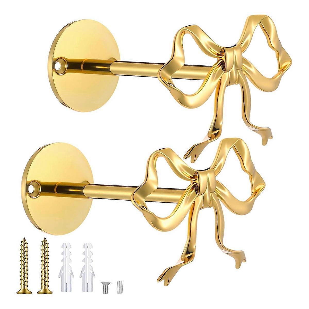 2 Pcs Metal Bow Curtain Holdbacks Gold Wall Mounted Curtain Hold Backs Curtains Modern Gold Holders