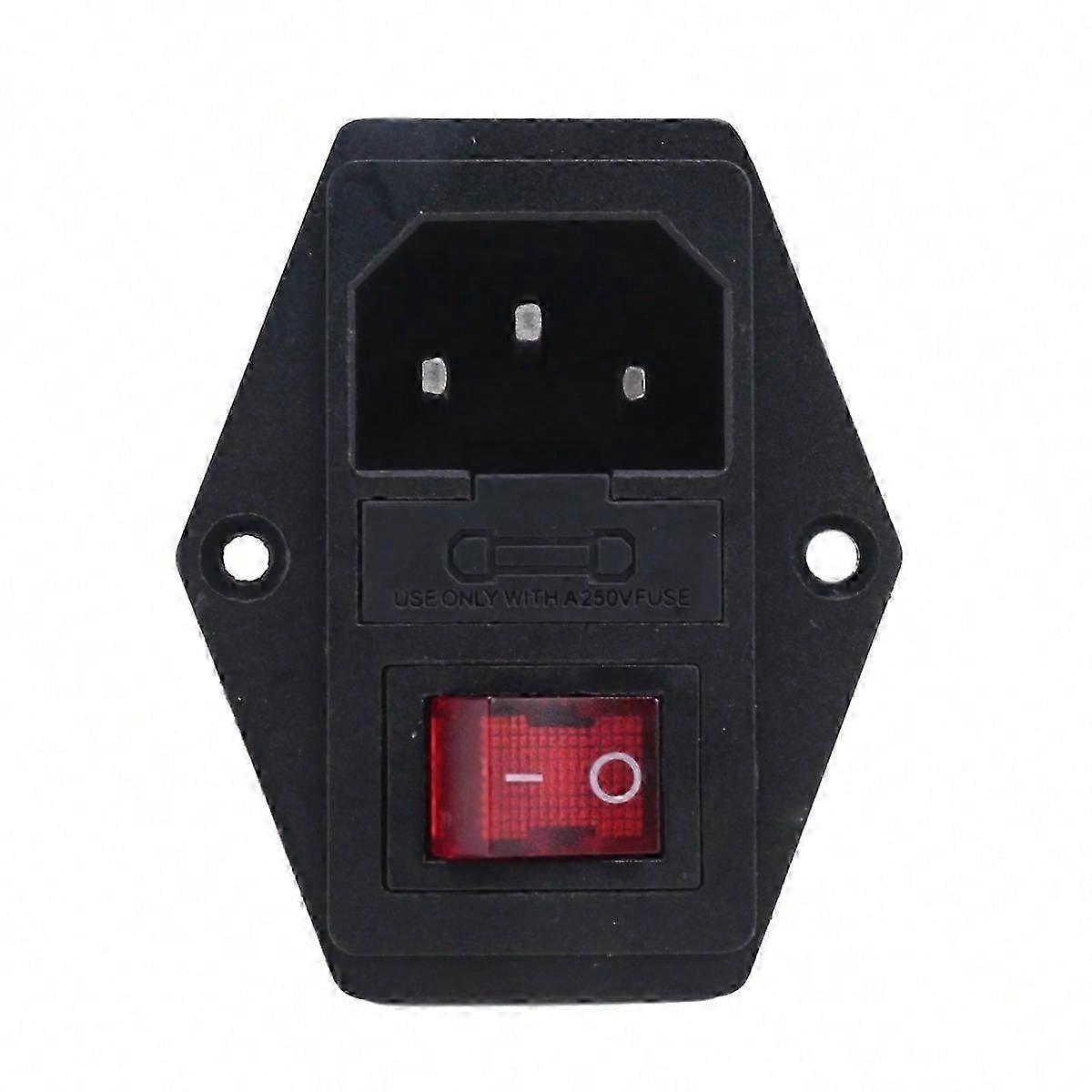 3 Pin IEC320 C14 Inlet Module Plug Fuse Switch Male Power Socket 10A 250V