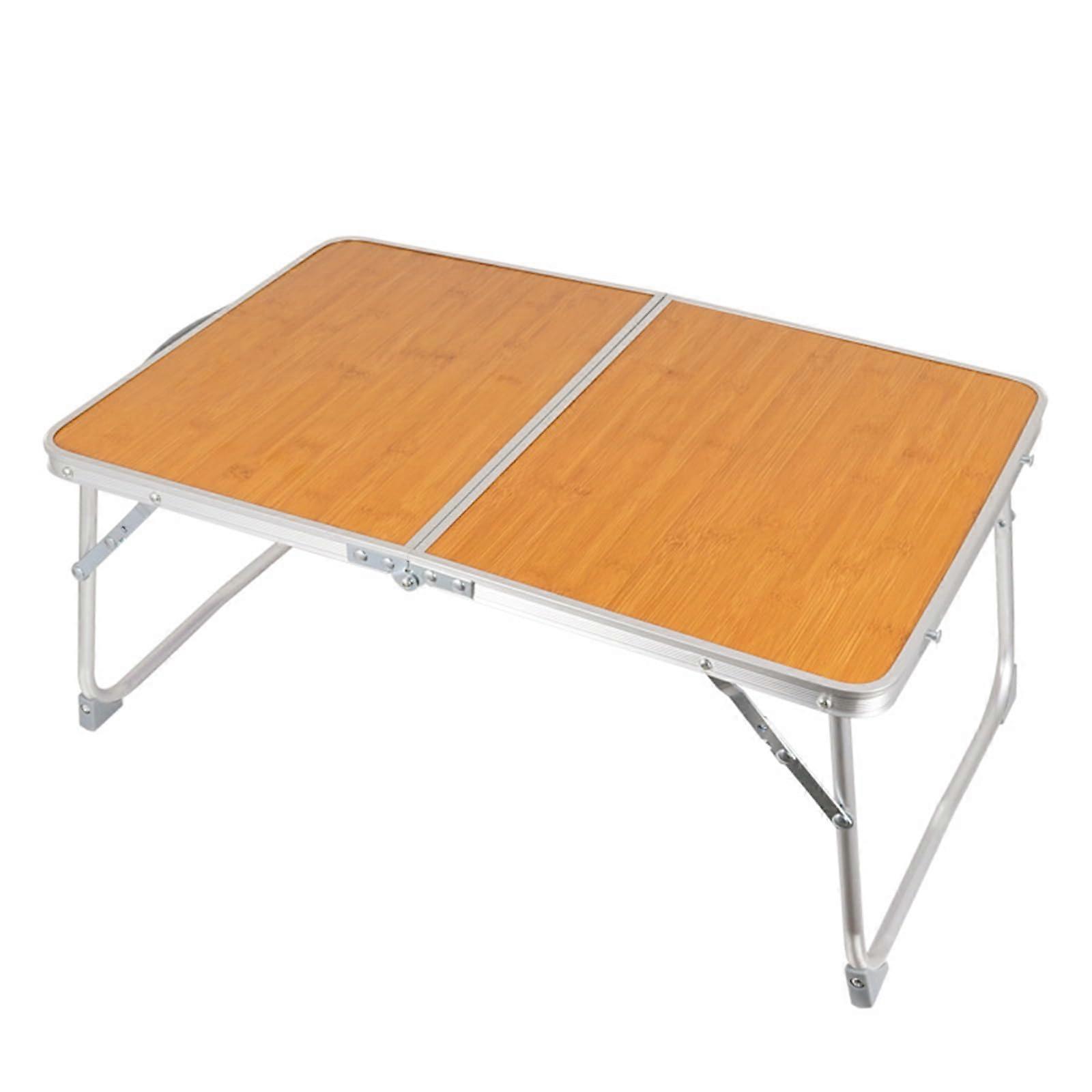 Outdoor Folding Tables - Portable Lightweight Bamboo Picnic Desk with Carry Handle for Camping and Outdoor Activities