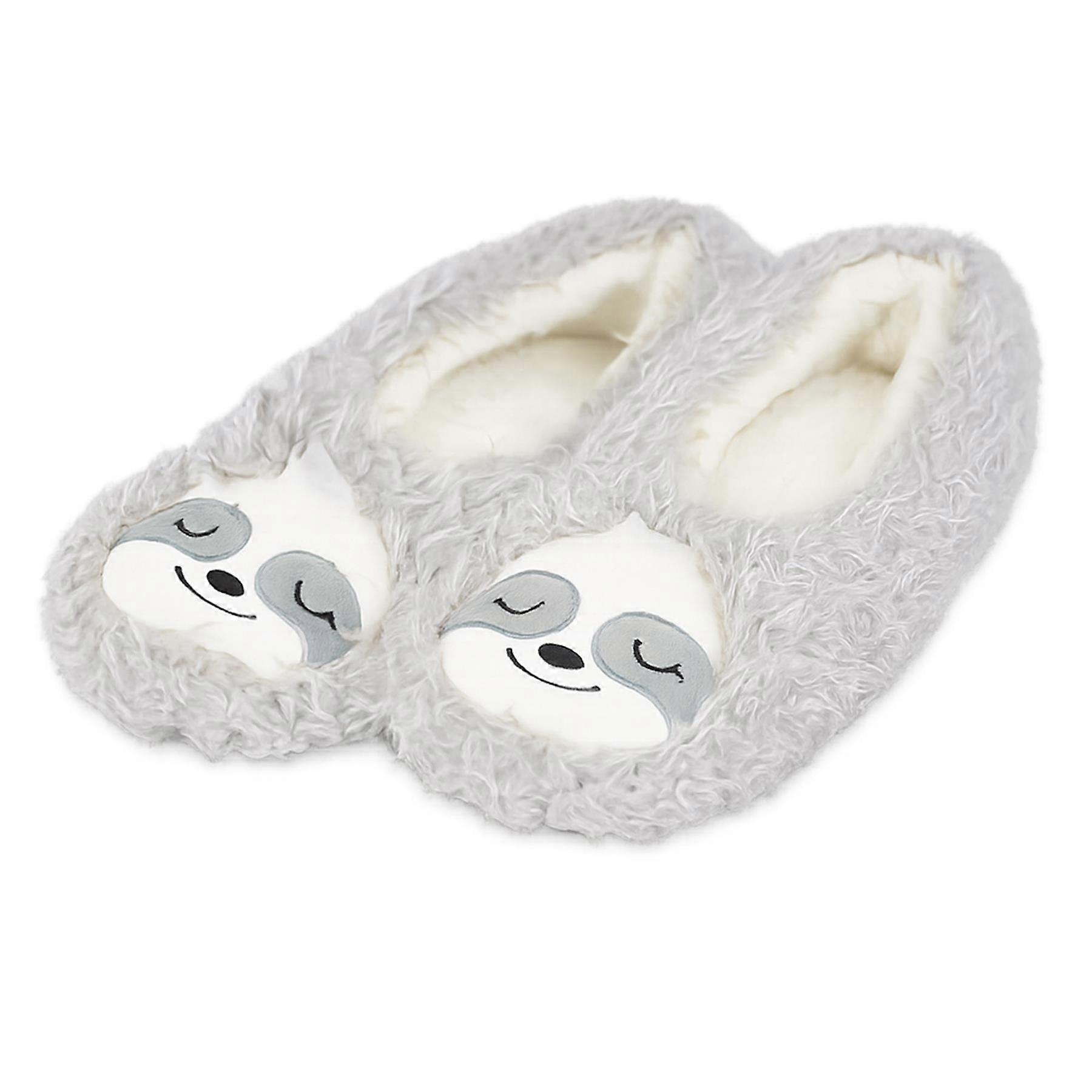 Ladies Ballet Slippers 3D Sloth Face Comfortable Memory Foam Slip-On Home Shoes