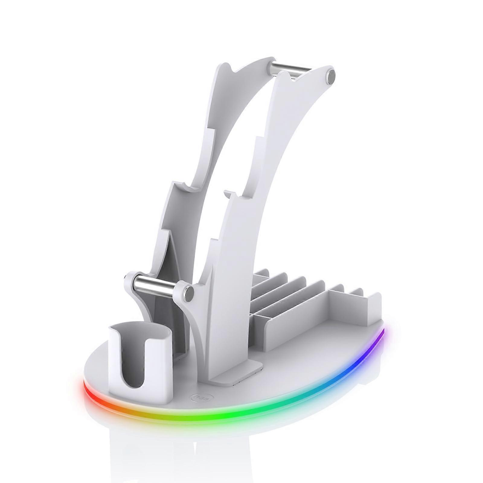 Multiple Console Controller Rack Illuminated Storage Solution Colourful White Finish For Multiple Consoles Desktop Stand