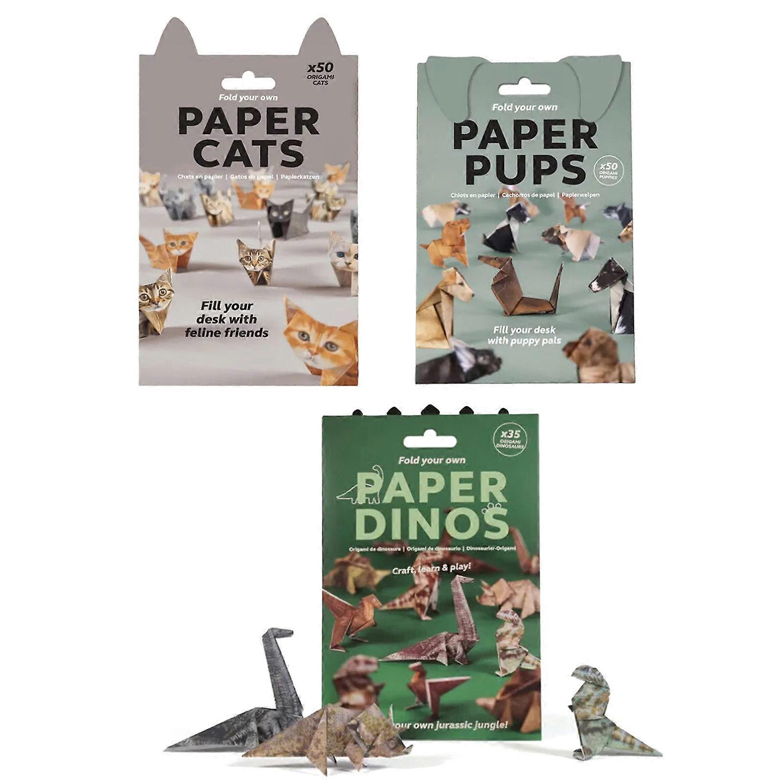 Foldable Paper Cats Dogs Dinosaurs Craft Activity Kits Multi Sheets For Creative Fun Home Decors And Relaxation Projects Multicolor