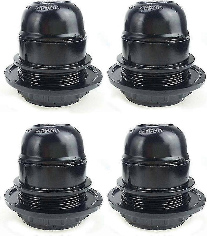 4Pcs E27 Bulb Socket 250V 4A Plastic Holder Retro Thread Black 2025