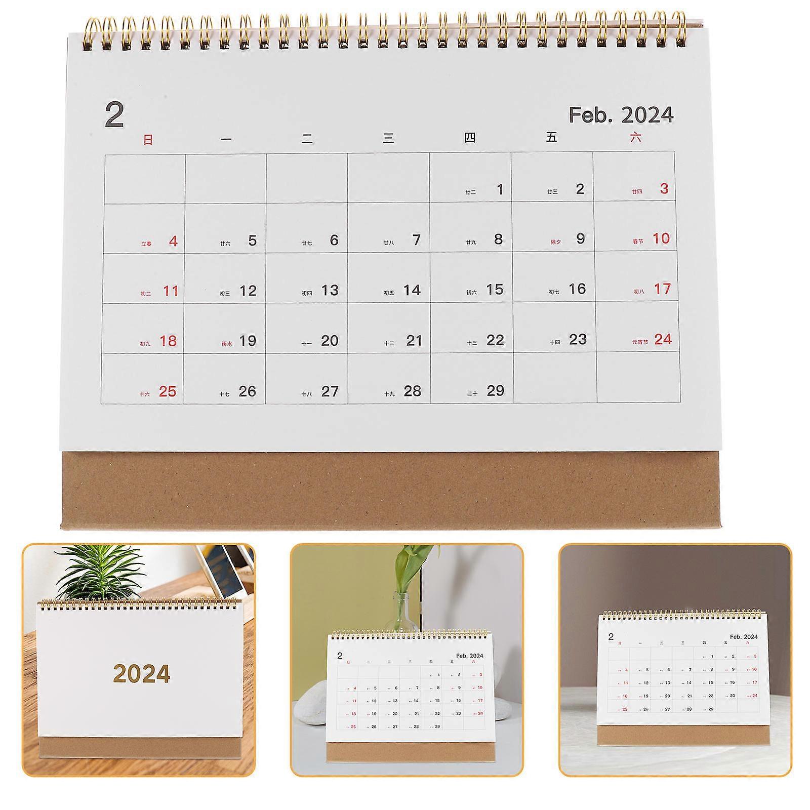 Household Desk Calendar Desktop Calendar for Office Use 2Pcs White Paper