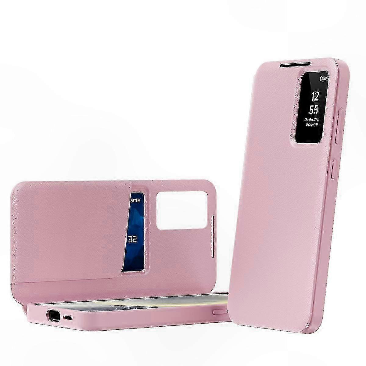 Leather Phone Case with Smart View Window and Card Slot - TPU PC PU Protective Cover for Smartphone