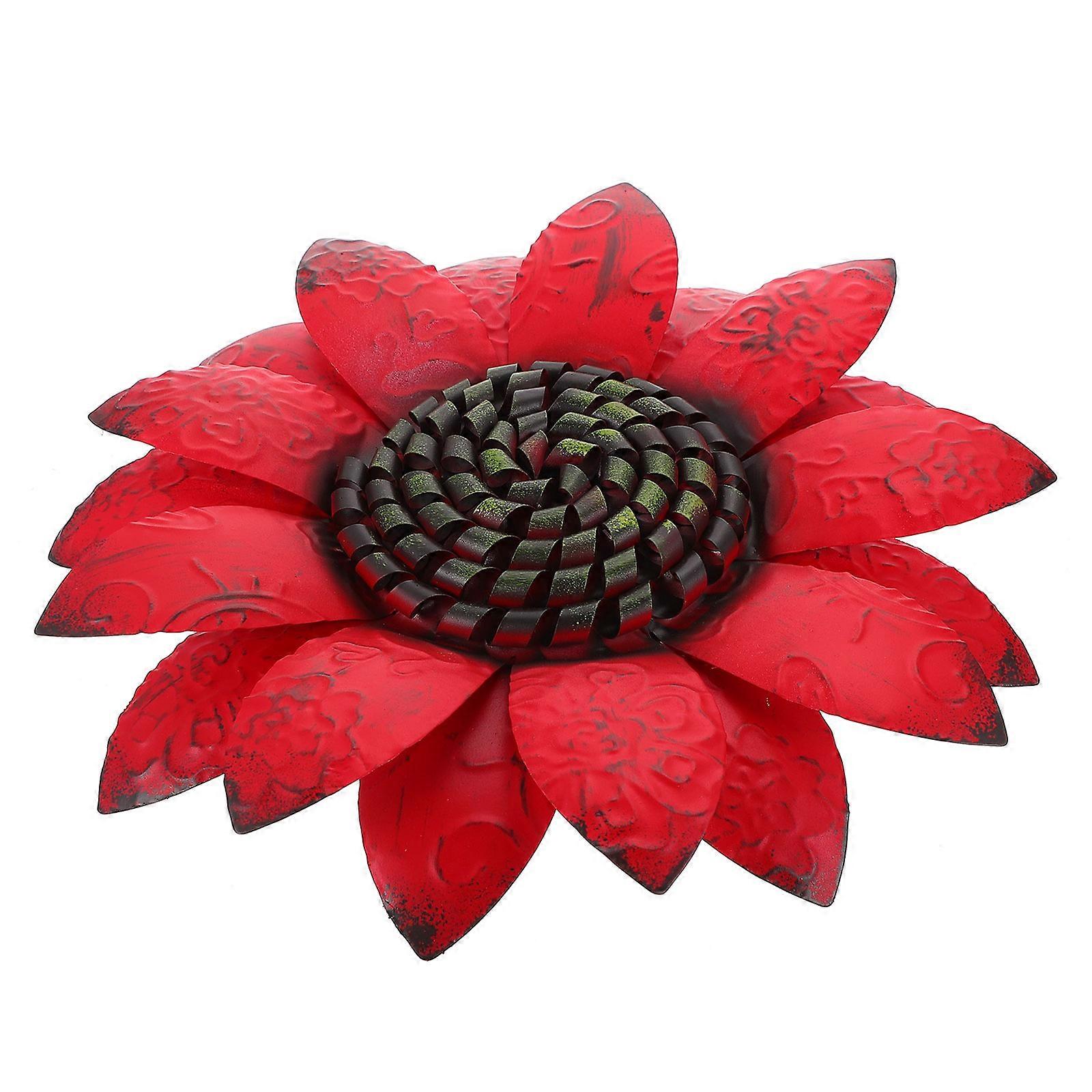 Red Iron Flower Ornament for Wall Hanging 5Pcs Pack