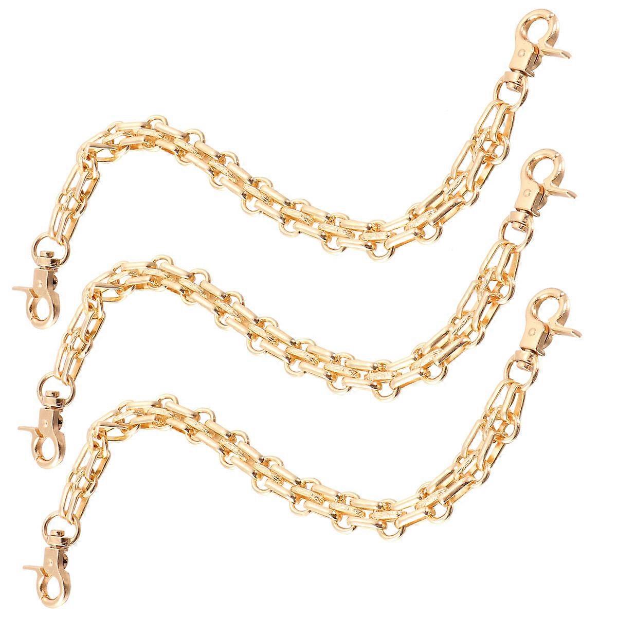 Tote Bag Straps Three-Row Iron Chain Purse Frame for DIY Bag 3Pcs Golden
