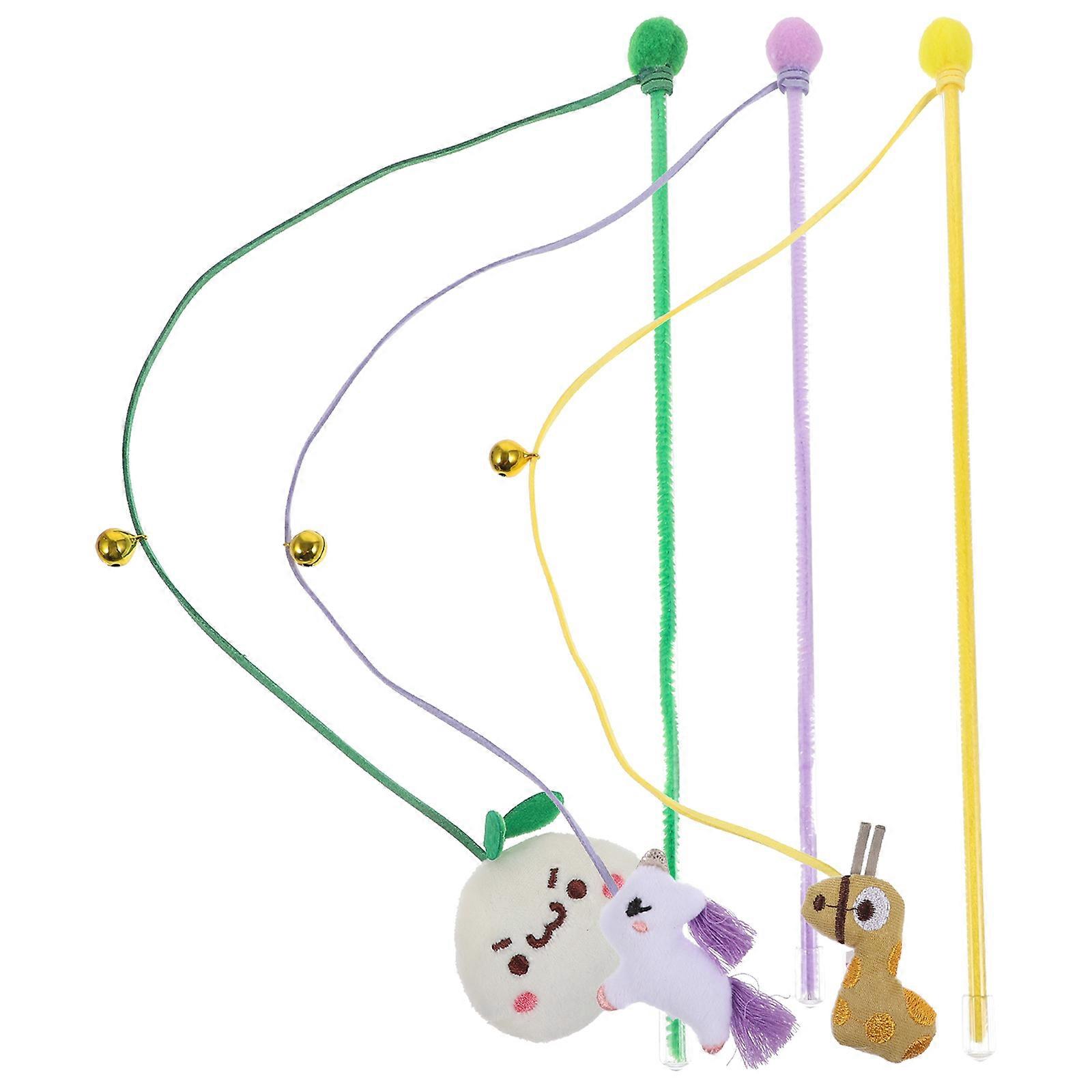 Interactive Cat Wand Toys 6 Pcs Teasing Stick For Indoor Play With Small Bell For Pet Cats