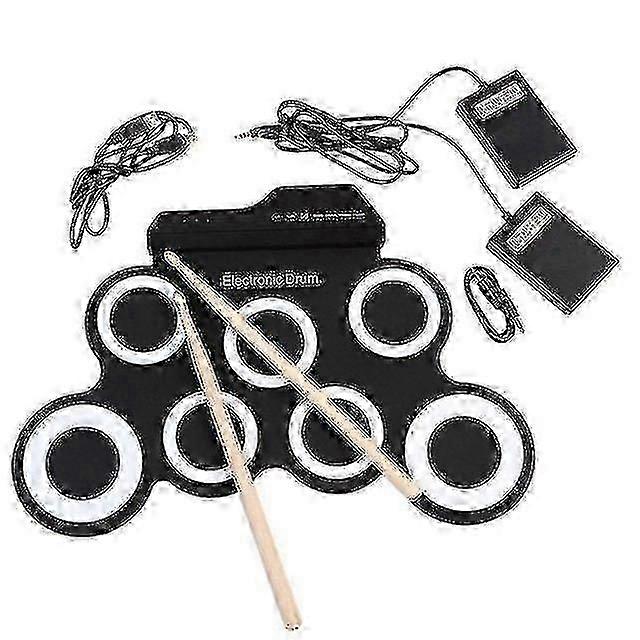 Naiwang Electronic Drum Digital Usb 7 Pads Roll Up Drum Set Silicone Electric Drum Pad Kit With Drumstick Foot Pedal Percussion