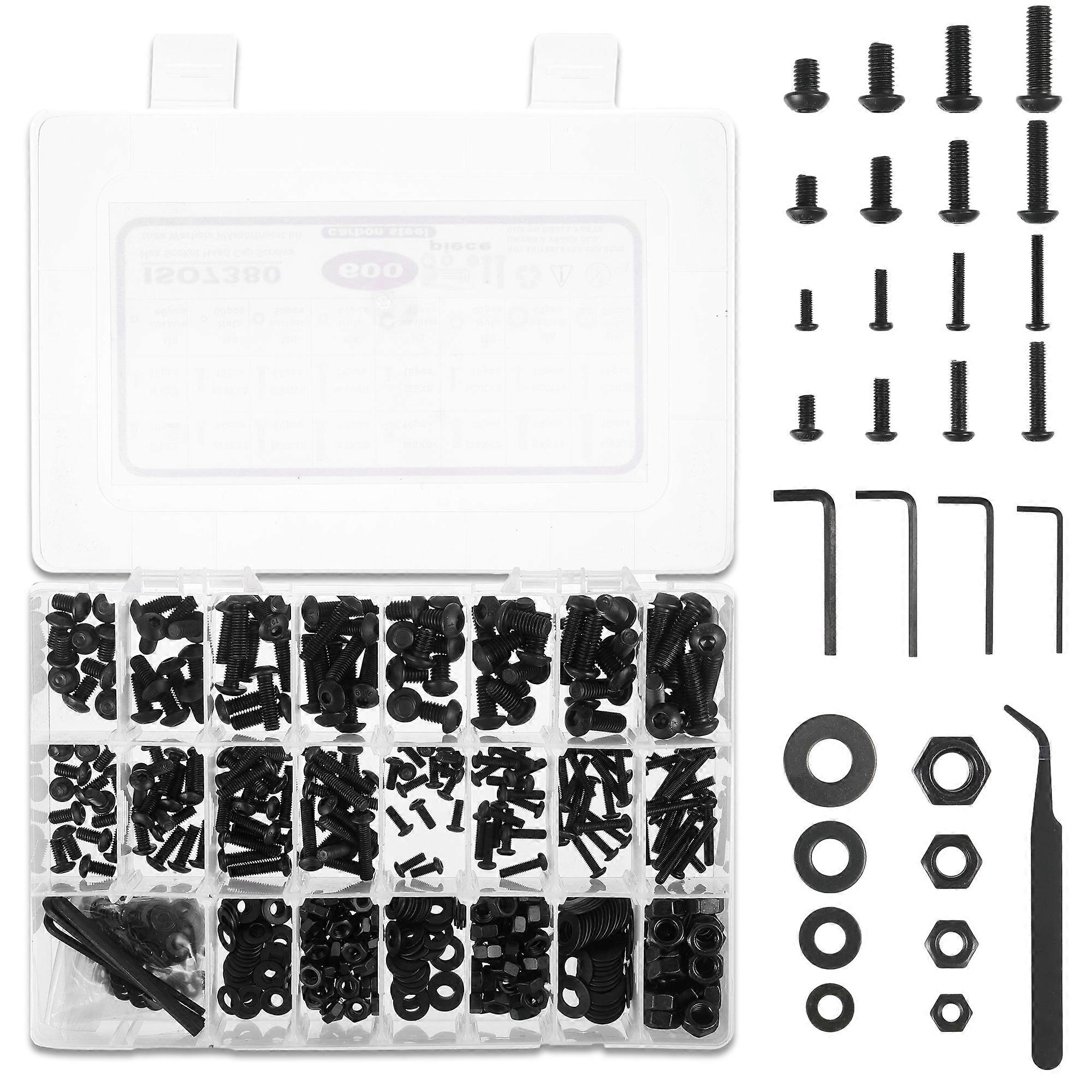 600pieces Metric Screws Bolts Nuts Assortment Kit Corrosion Resistant Head Washers And Nuts Nuts