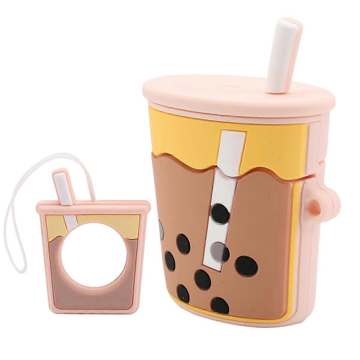 Étui pour écouteurs en forme de thé, compatible avec les femmes, usage quotidien, rose, porte-clés, résistant, 1 pièce