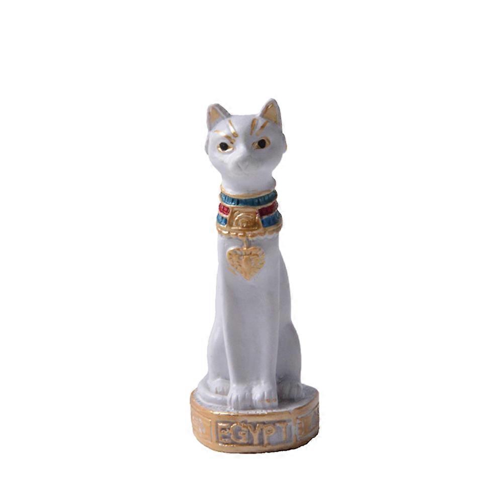 Resin Ornament Cartoon Cat Figurines for Decoration 2Pcs White Resin Art