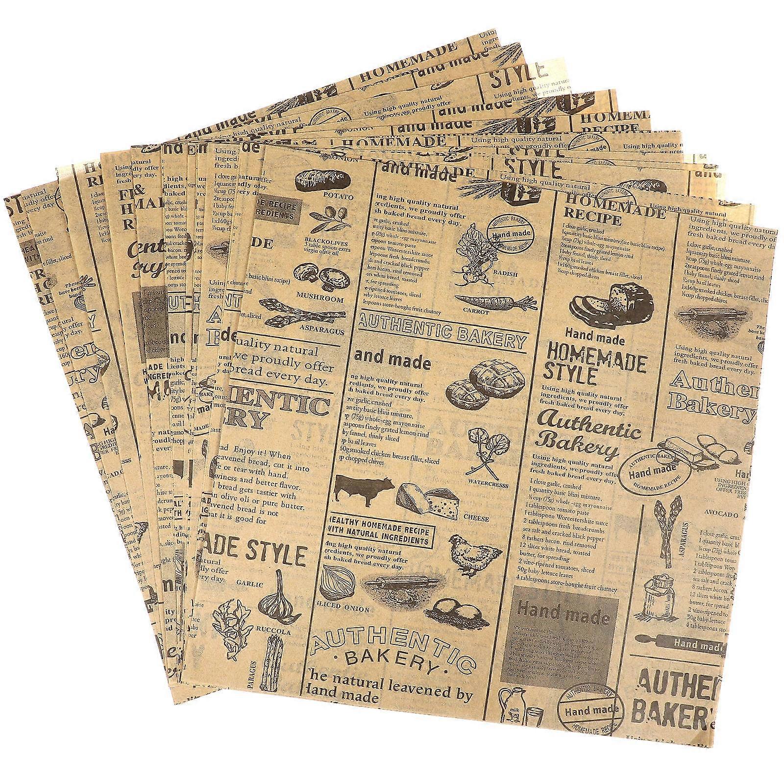 Burger Paper Oilproof Packaging Paper for Home Use with 50 Sheets Khaki