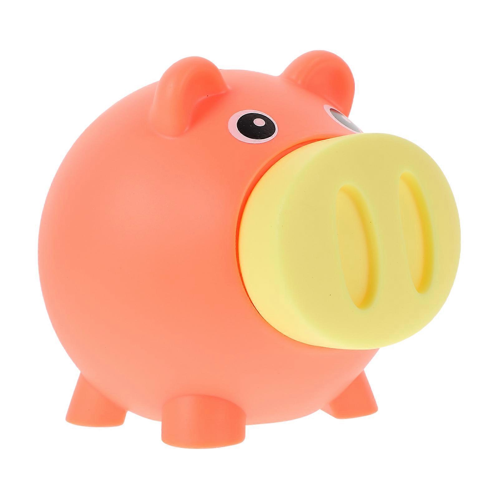 Adorable Orange Plastic Pig Shape Coin Box for Children 2Pcs Storage