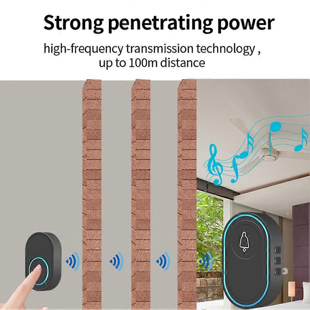 Wireless Doorbell 433MHz Waterproof Button Adjustable Volume EU Plug