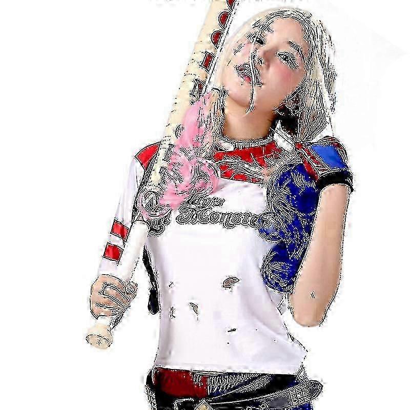 מבוגרים התאבדות הארלי תחפושות קוספליי חוליה קווין מפלצת ז'קט מכנסיים בנות ראש השנה בגדי מסיבת חג המולד עם כפפות פאה