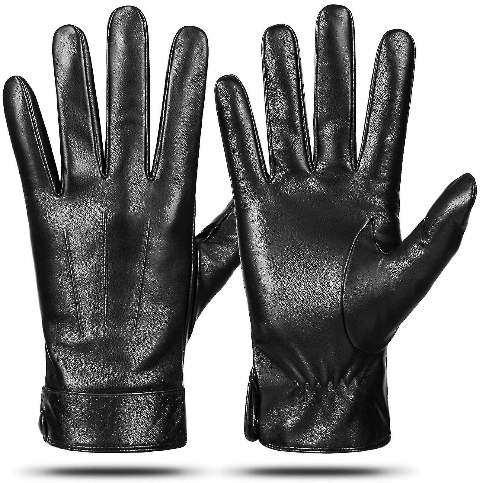 Gloves Leather Warm Motorcycle Sheepskin Touchscreen Texting Cashmere Lined