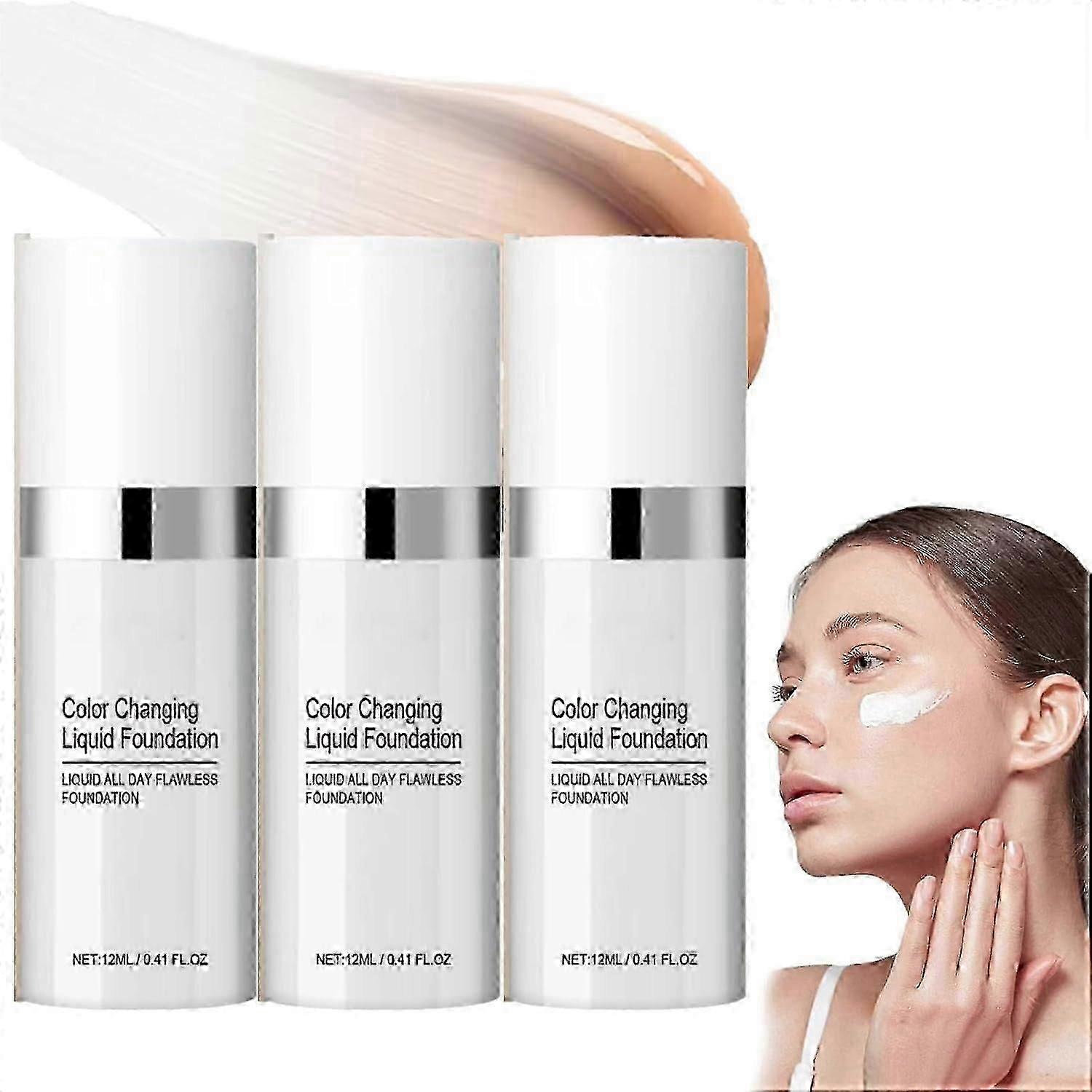 Foundation Colour Changing, Waterproof Naturally Blends Moisturising Face Foundation, Full Coverage Tinted Sunscreen