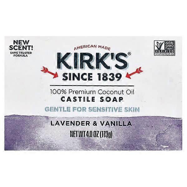 Kirk's, Castile Bar Soap, For Sensitive Skin, Lavender & Vanilla, 4 oz (113 g)