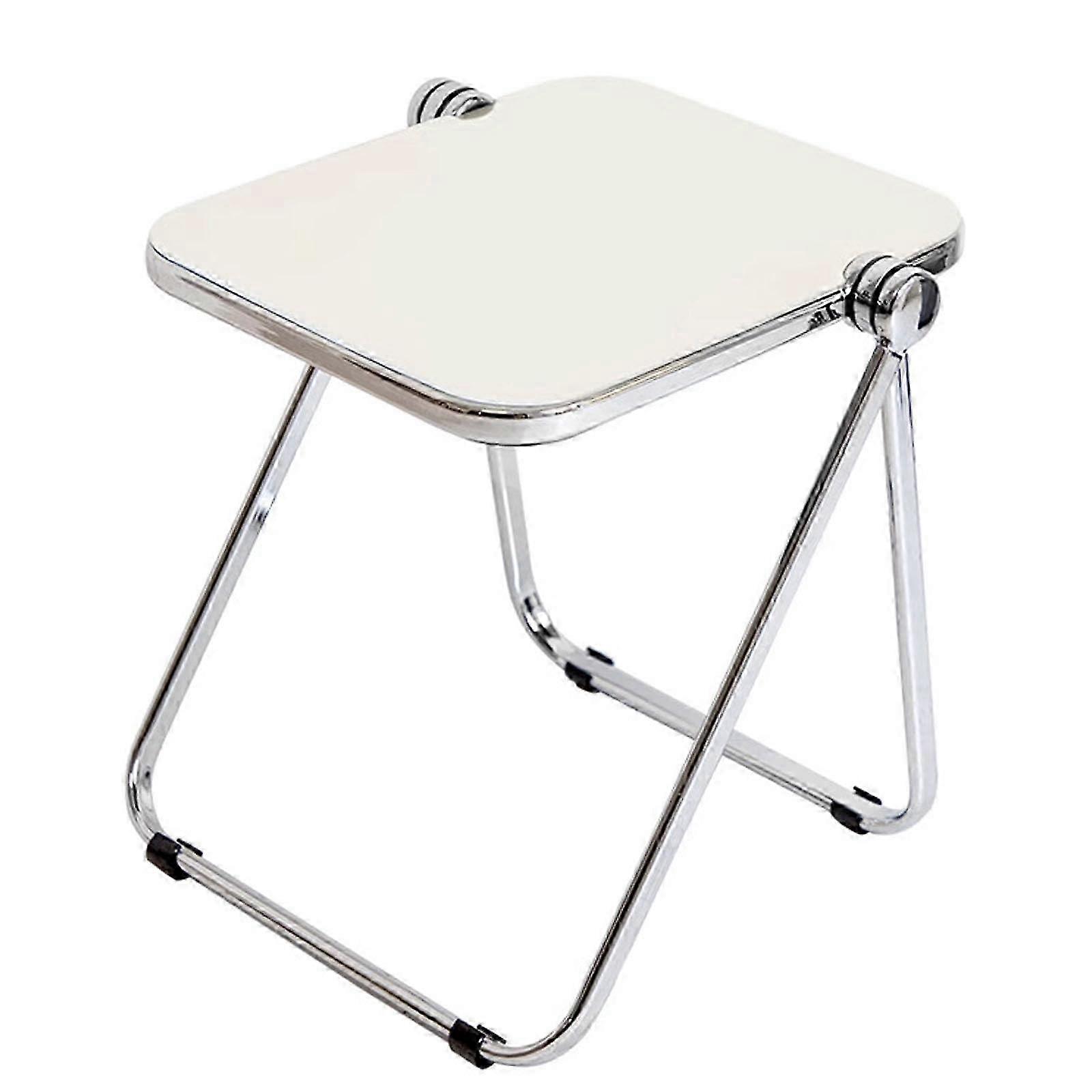 Acrylic Folding Table - Small Portable Snack Tray Table for Couch, Floor Standing Side Table, White, Ideal for Work