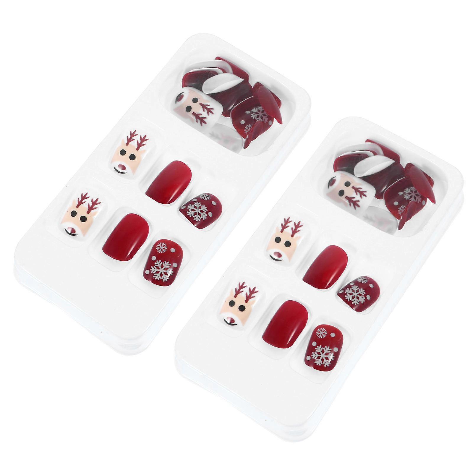 Artificial Nail Art Full Cover False Nails 48Pcs with Glues for Festive Use