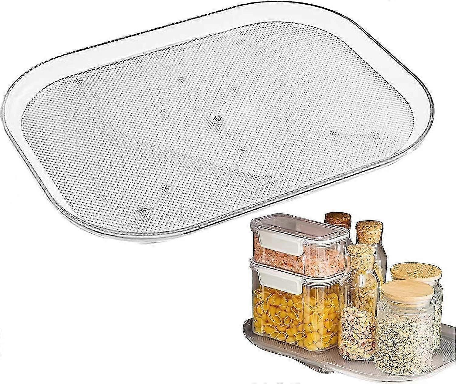 2025 Turntable Organizer for Refrigerator, 15.67'' Clear Rectangular Fridge Organizer Storage