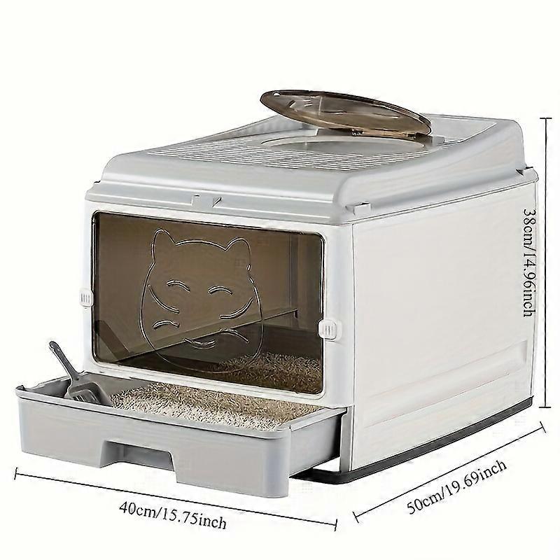 Extra Large Drawer Sealed Cat Litter Box with Anti Splash Odor Proof Design Durable Polypropylene 50.01x40.01 Cm Transparent