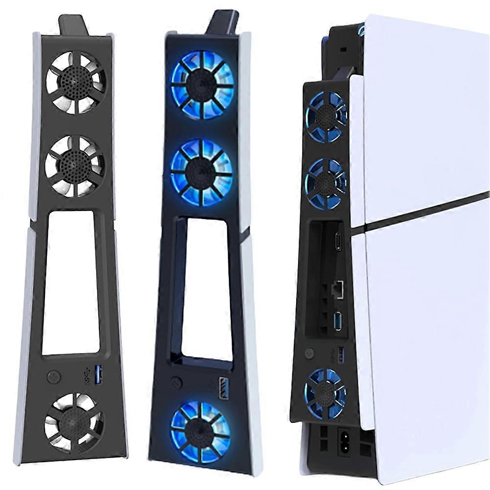 jixopn Cooling Fan for PS5 Slim Console (Digital/Disc) with USB 3.0 Port, Adjustable Speed, Silent Operation & LED Lights