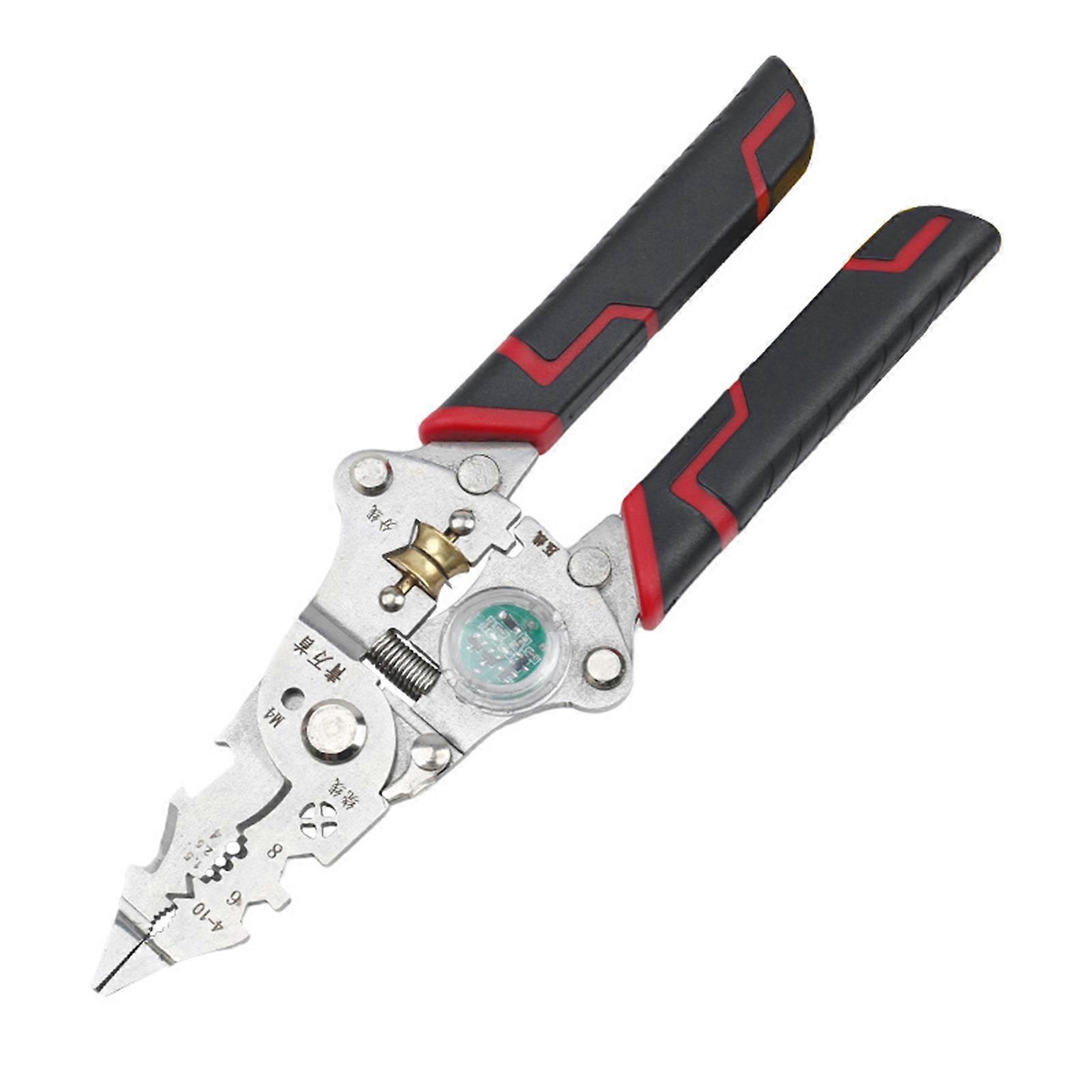 Compact Foldable Wire Stripper For Electricians With Voltage Testing Capability Multipurpose Insulation Stripping Tool Metal Ergonomic Design