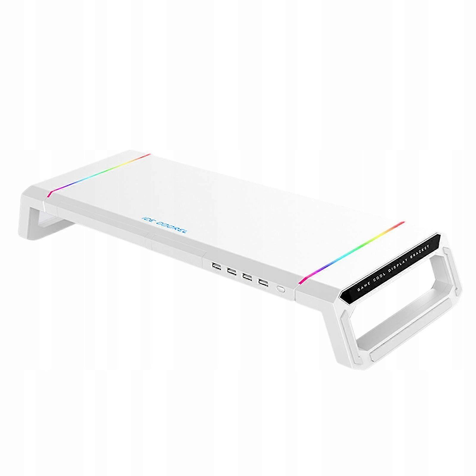Foldable Computer Stand Riser Bracket Rgb 4 Usb 2.0 Keyboard Tray, White