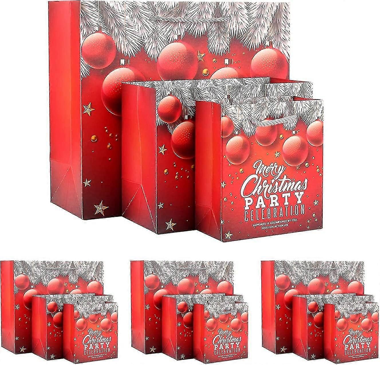 12 Christmas Gift Bags,christmas Paper Bags With Handles,christmas Gift Bags With Christmas Prints,c