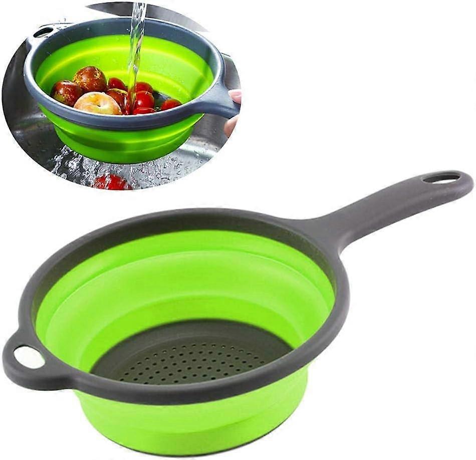 Collapsible Silicone Colander with Handle Food Strainer Basket, BPA-Free