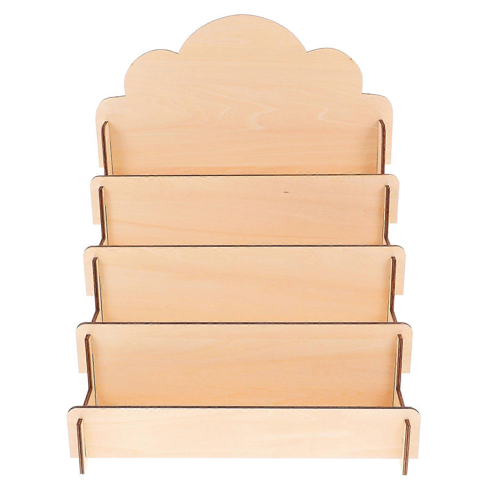 Beige Wooden Greeting Card Display Stand for Display Portable Rack