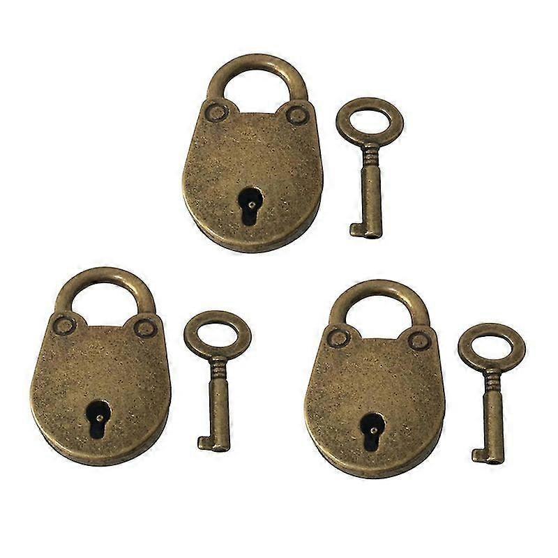 Luxora 3pcs Vintage Antique Style Mini Bear Head Archaize Padlocks Key Lock With Keys(3 X Bronze Locks And 3 X Keys)