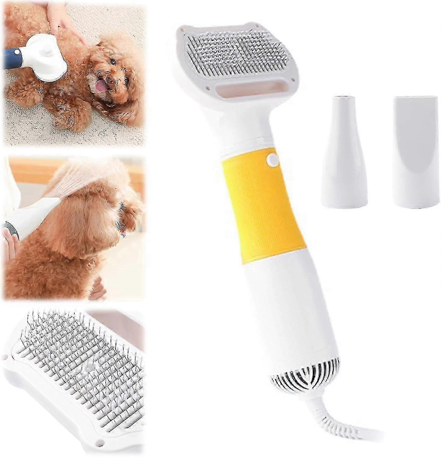 Secador de pêlo de cachorro soprador 3 em 1 com escova autolimpante e 2 tipos de jato para cuidar de cães e filhotes, 3 níveis de temperatura ajustável f54