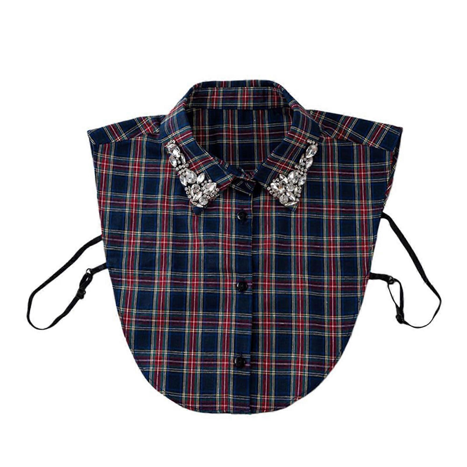 Classical Plaids Decorative Collar Lightweight Polyester Effortless Style Matching  Blue