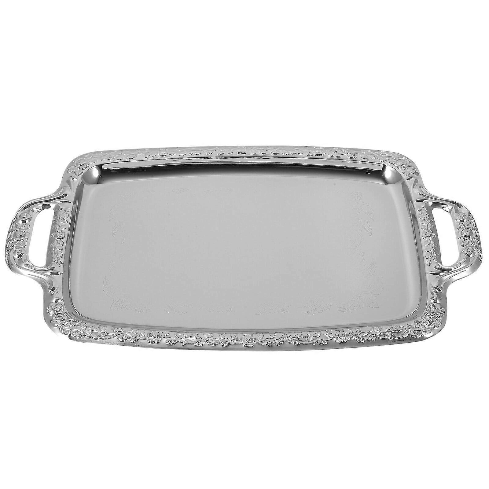 Bread Tray Multi-purpose Serving Kitchen Food Decor Vanity Trays for Bathroom Rectangular Silver Tableware Chic