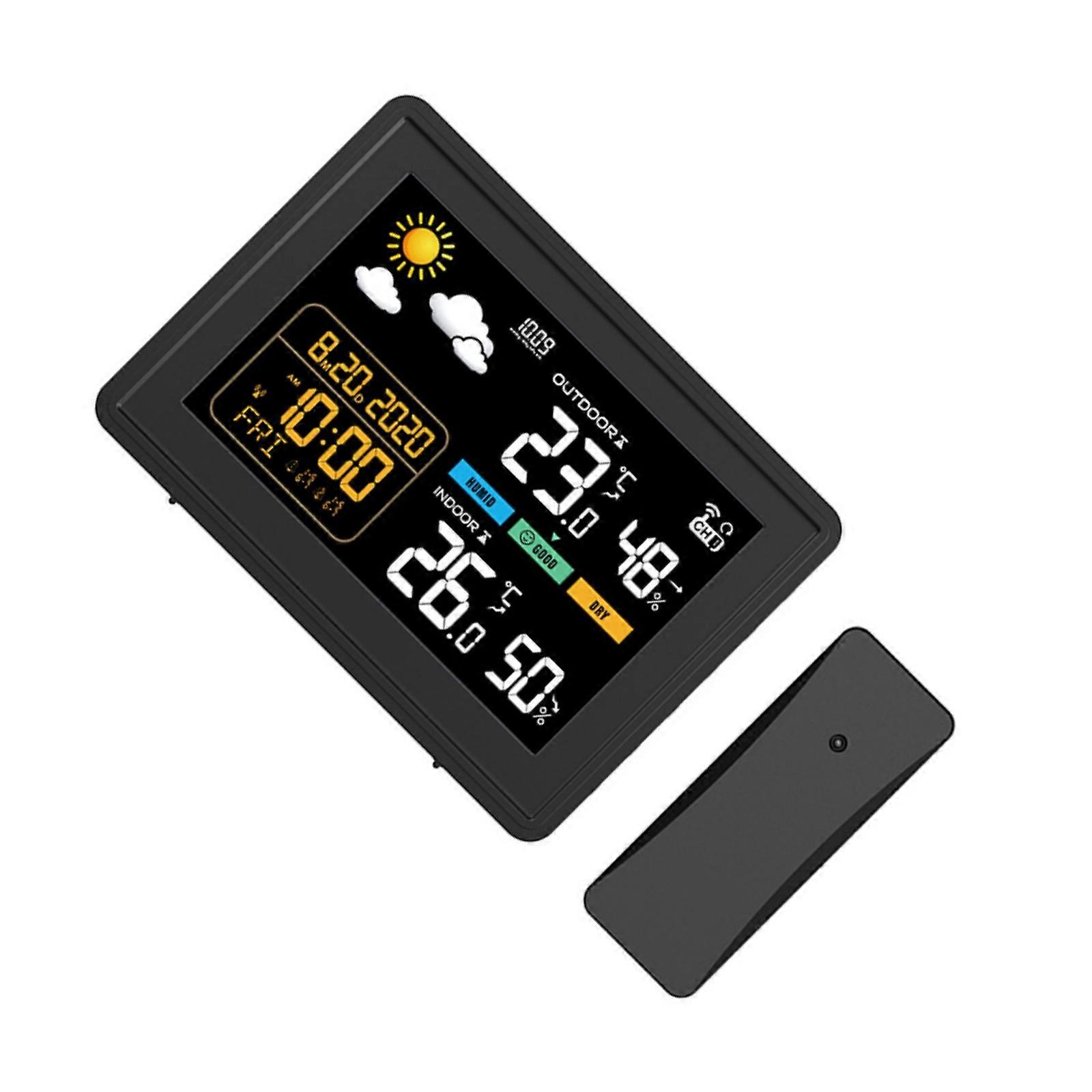 Digital Temperature Humidity Meter Desk Thermometers Hygrometer Gauge LCD Display Weather Stations with Time Alarm Clock Multicolor