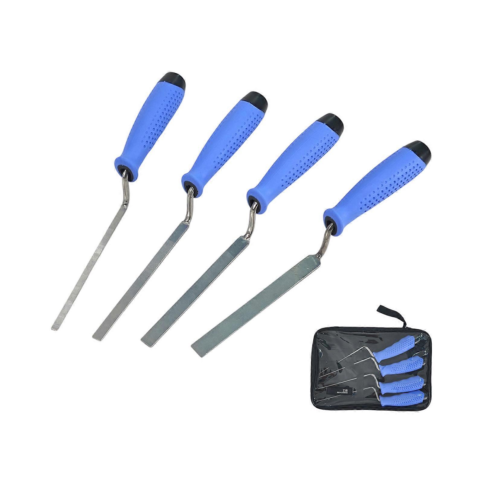 Multi Width Trowel Scrapers Kit With Comfort Grip For Masonry Work Corrosion Resistant Blades And Compact Storage Pouch Multicolor