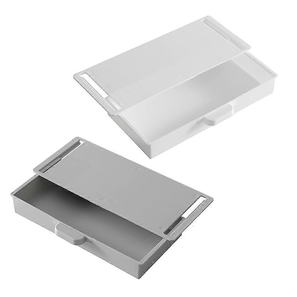 Hidden Type Drawers Peel And Stick Cabinet Drawers White Rectangular For Office Use 23.5x10.5cm Organizing Small Items 2Pcs
