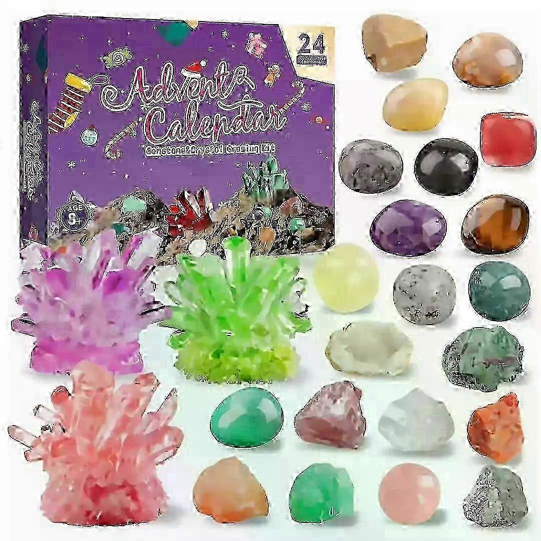 2025 Crystal Growing Kit Advent Calendar, 24 Days of Gemstones, Rocks & Fossils Gift for Kids