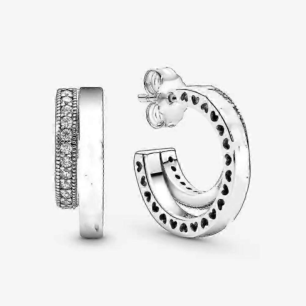 Double hoop earrings 925 silver for Pandora no box