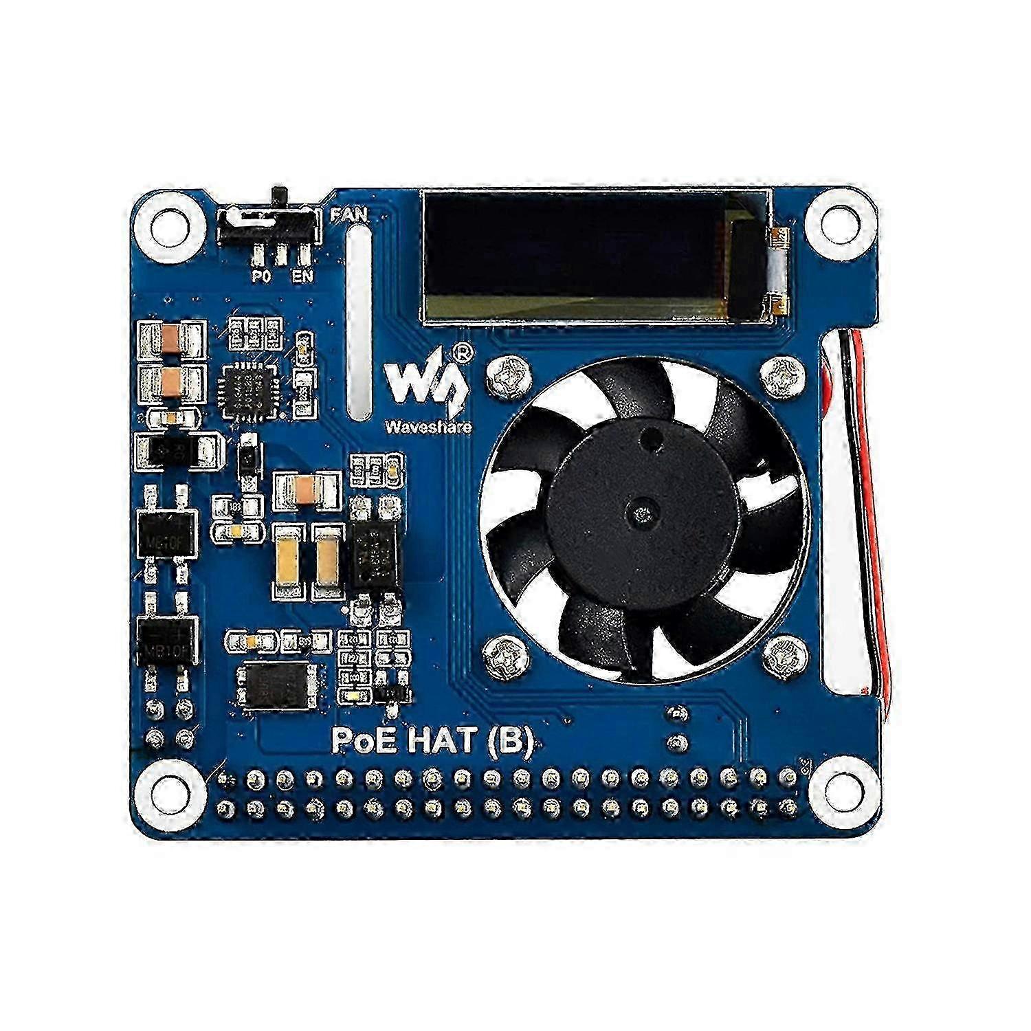 Power Over Ethernet Hat Support 802.3af Poe Network Expansion Board With Oled For 4 Model B 3b+