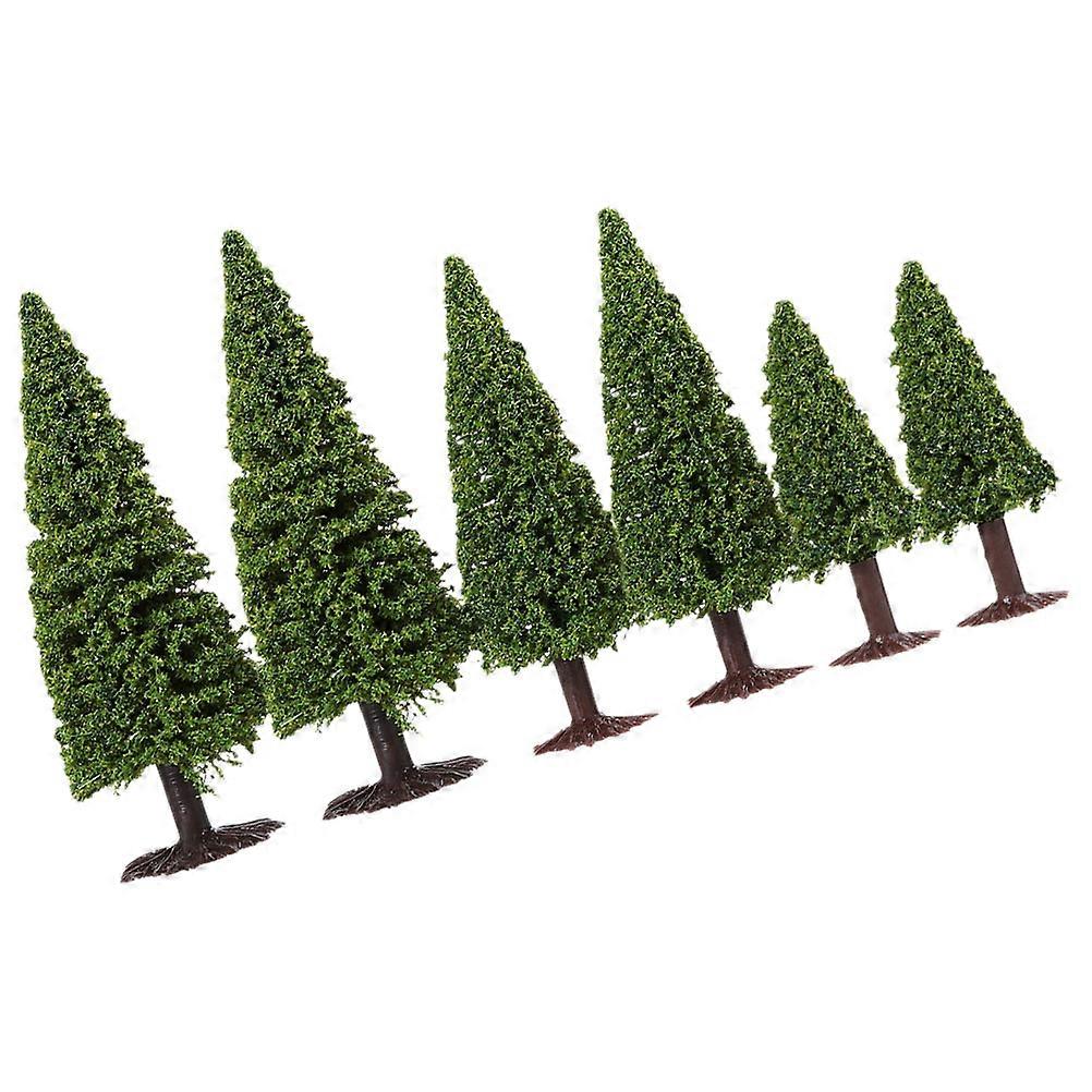 Railroad Model Trees Green Conical Shape Realistic Details 6Pcs For Train Track Models