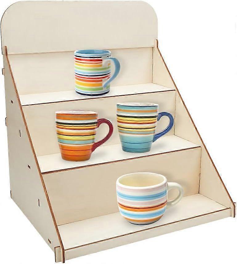 3 Tier Portable Wooden Display Stand Detachable Wooden Display Shelf Wooden Display Riser Wood Retail Display Rack for Vendor Events Organizer 17x13.8