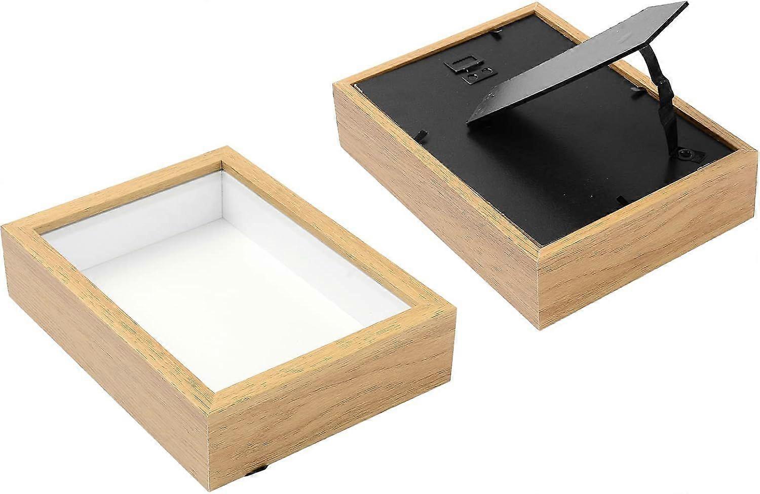 5.7x7.7 Inch Shadow Box Display Case Wood Box Frame Picture Hang for Farmhouse Collectible Memorabilia Pins Awards Medals Tickets and Tabletop Display