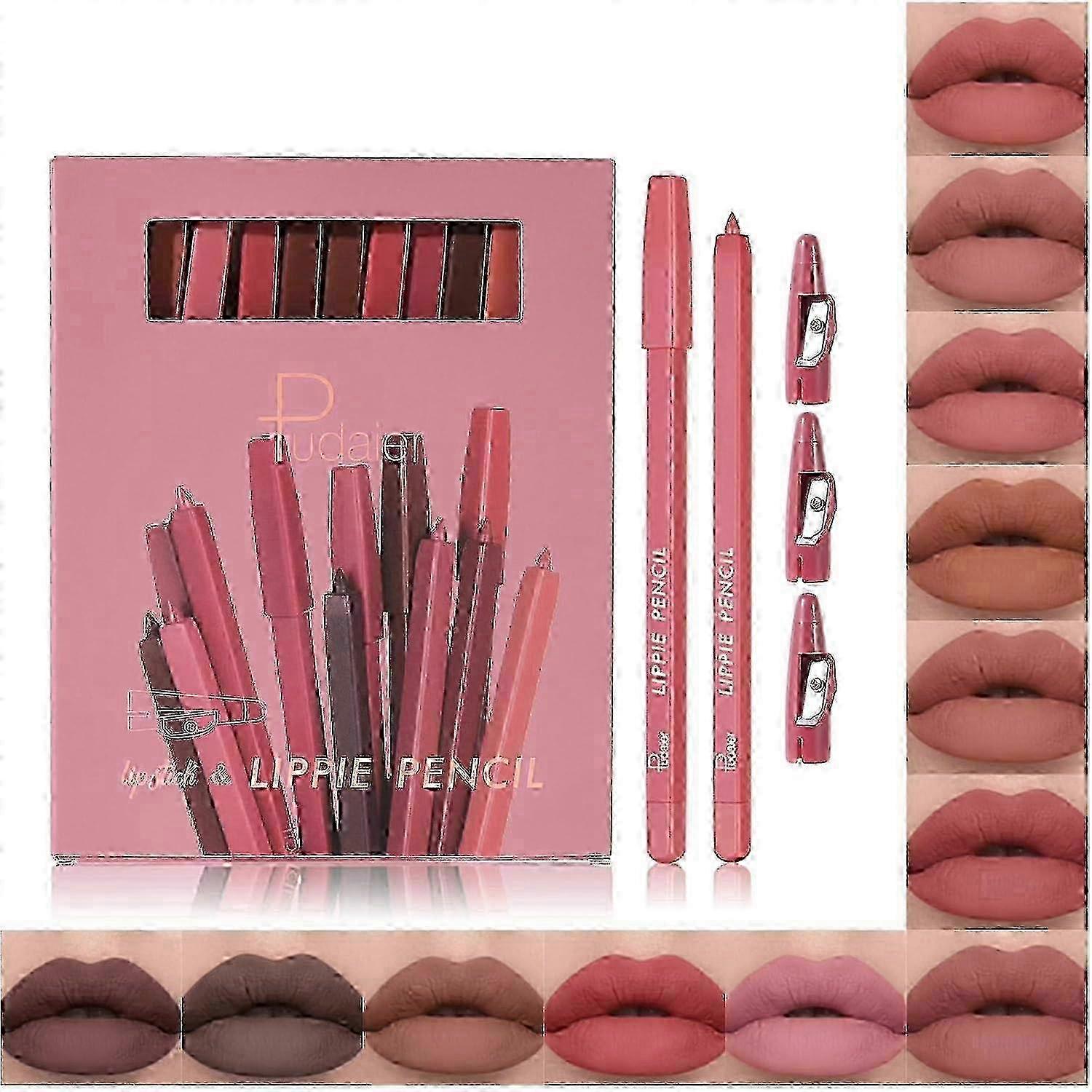 2025 Matte Lip Liner Set, 12Pcs Matte Lip Liners with Sharpener, Premium Smooth and High Pigmented Creamy Lip Makeup Pencil