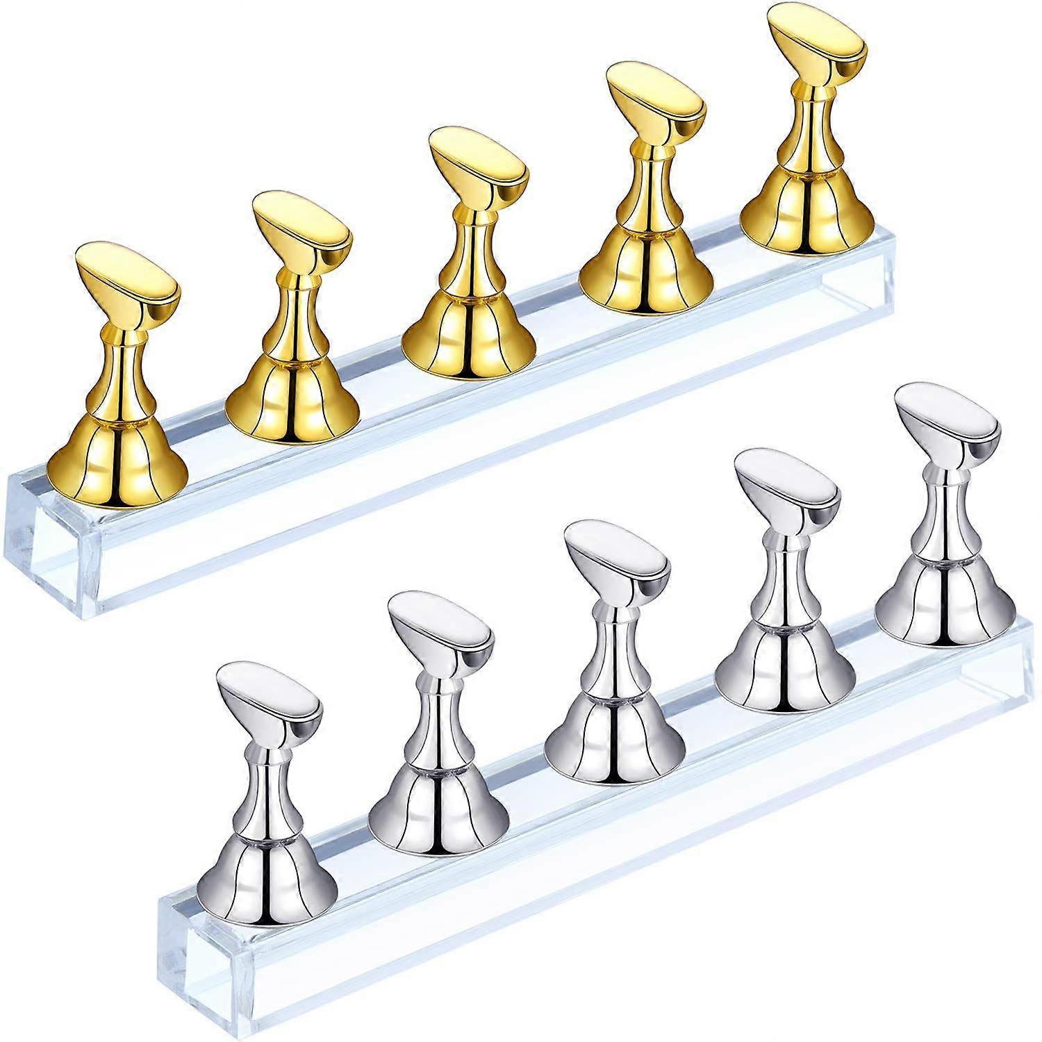 2 sets of Ackley manicure display stand manicure practice stand magnetic for manicure tool (gold and silver)
