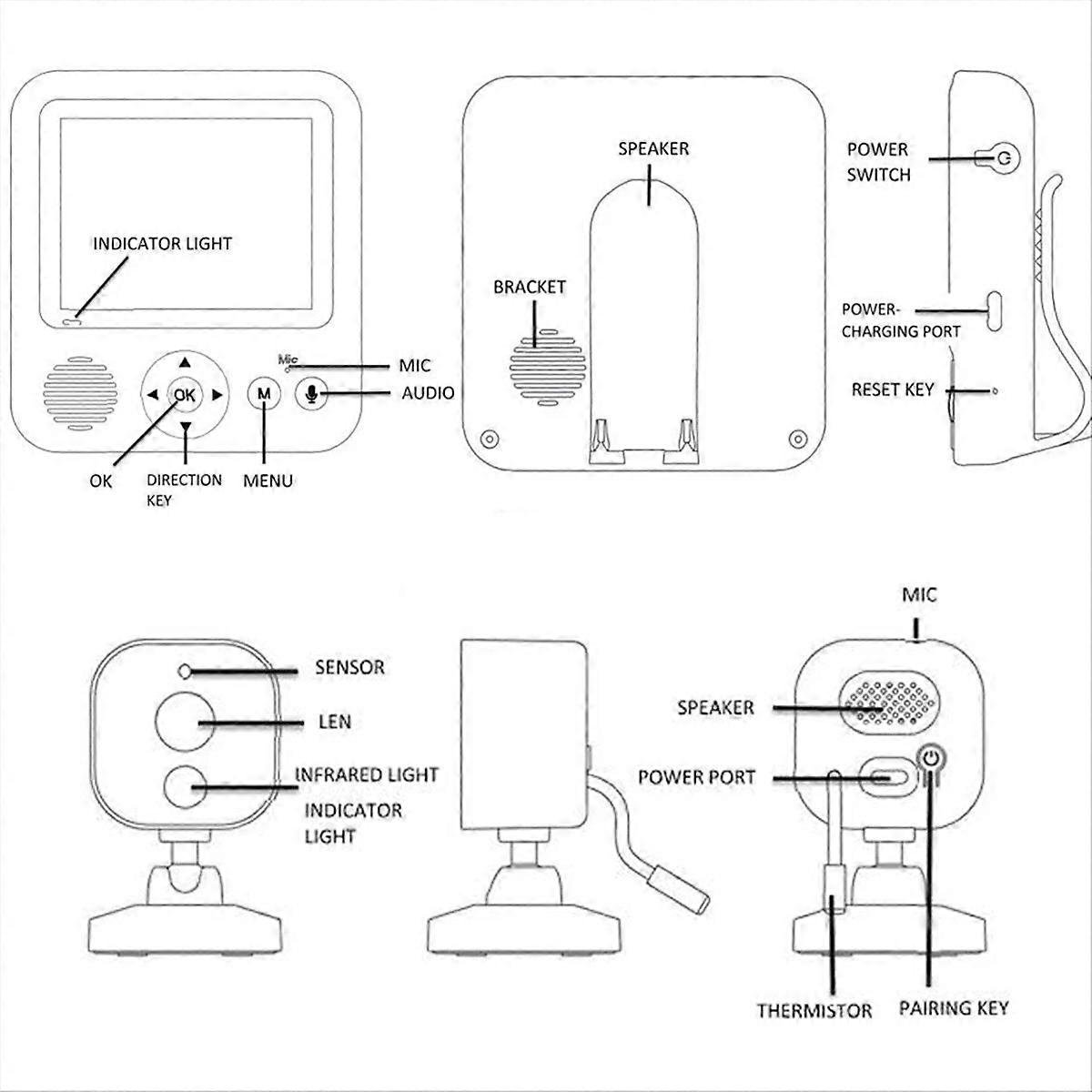 Monitor de bebê com vídeo LCD de 2,8 polegadas, câmera de segurança sem fio 2.4G para bebês