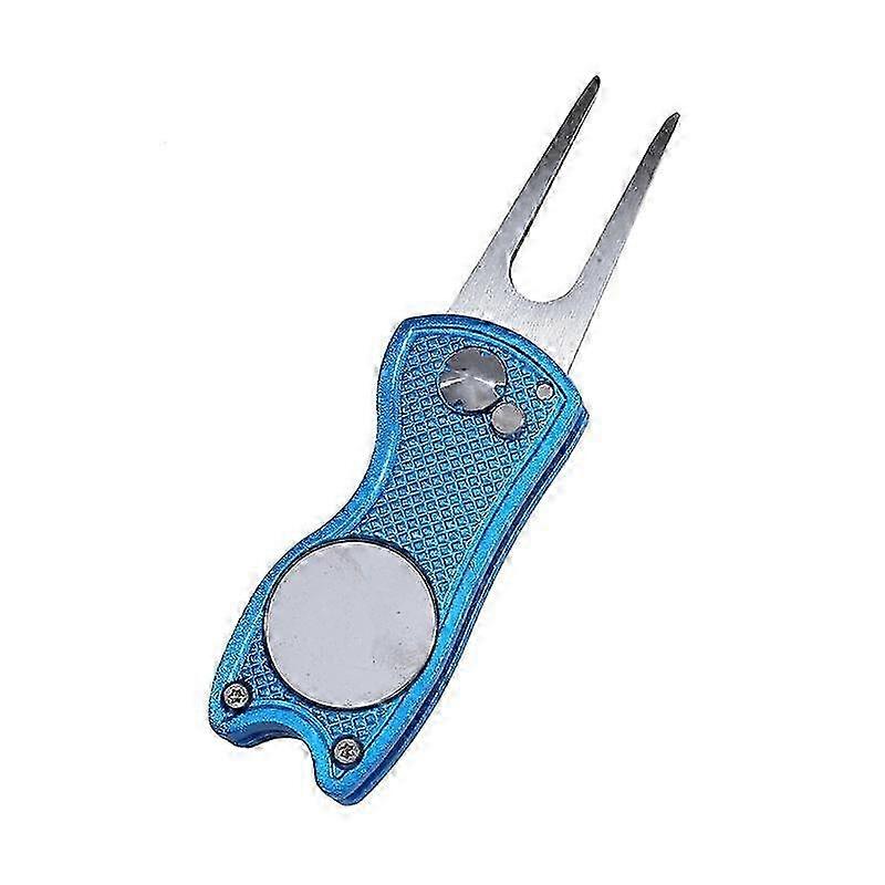 Golf Divot Repair Tool, Folding Fork with Spring and Alloy Handle